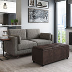 Distressed Brown Storage Ottoman with Interior Storage - Dark Brown