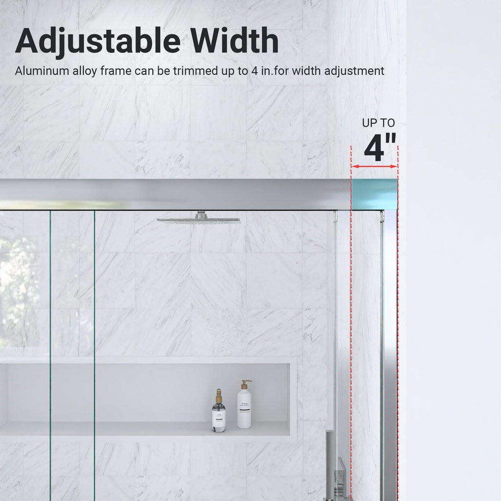Semi-Frameless Double Sliding Shower Door with Tempered Glass - Clear