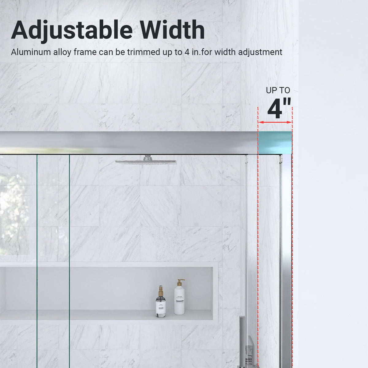 Semi-Frameless Double Sliding Shower Door with Tempered Glass - Clear