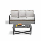 2 Piece Outdoor Patio Set with Cushions & Coffee Table - Gray or Beige