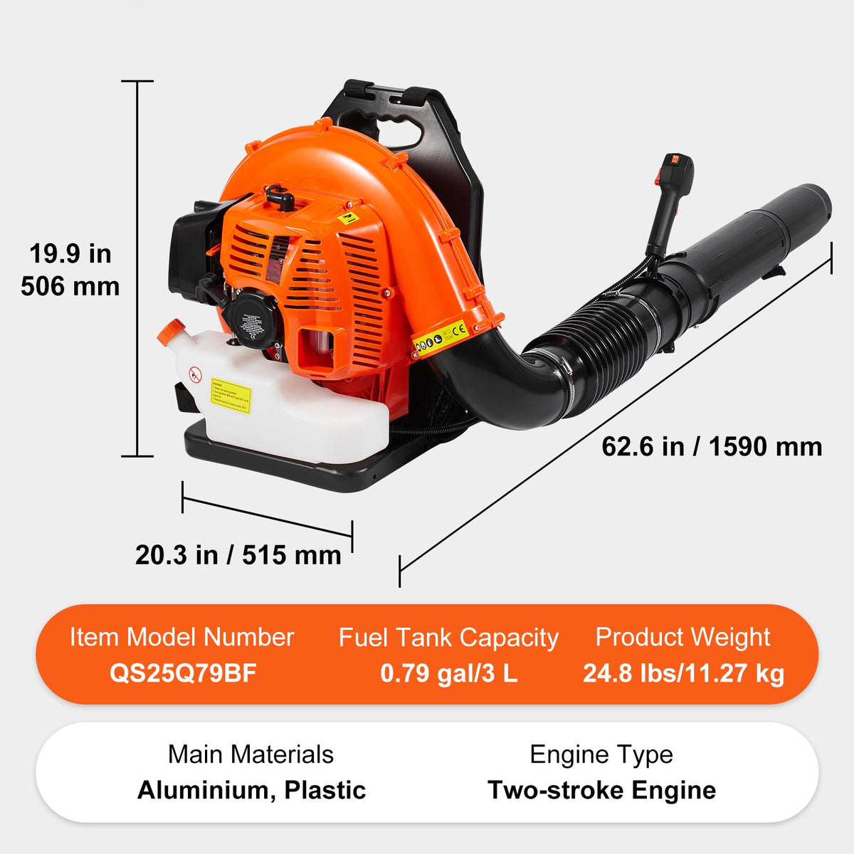 Backpack Leaf Blower 79CC 2-Cycle Gas Leaf Blower
