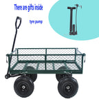 Green Outdoor Wagon Cart with Foldable Steel Frame - 550 lb Capacity