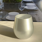 Plastic Wine Glasses Set of 4 with Unbreakable Shatterproof Design - Gold or Pearl Silver