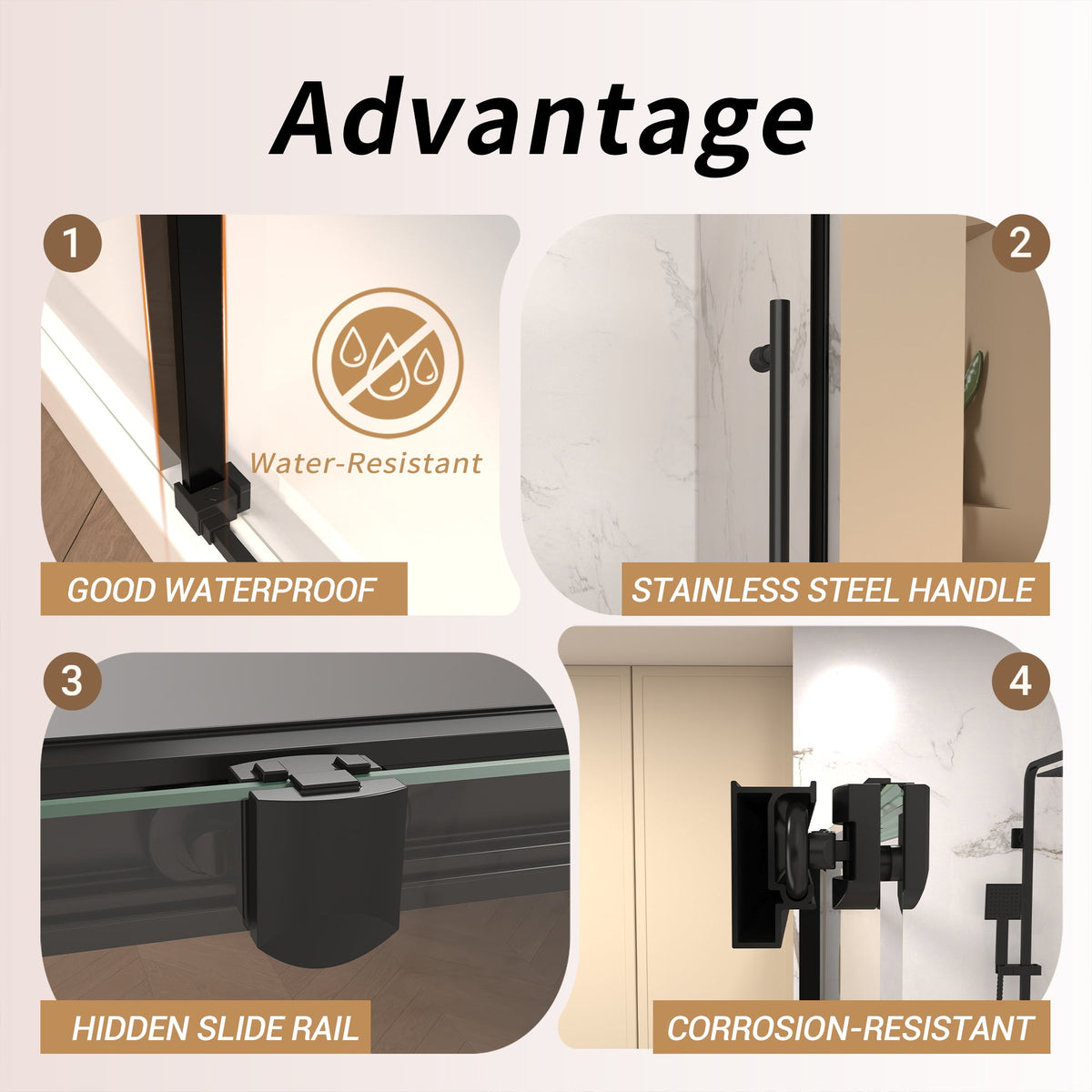 48" W × 72" H Single Sliding Shower Door with Tempered Glass - Clear