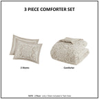 Taupe Cotton Comforter Mini Set with Tufted Chenille Embroidery - King