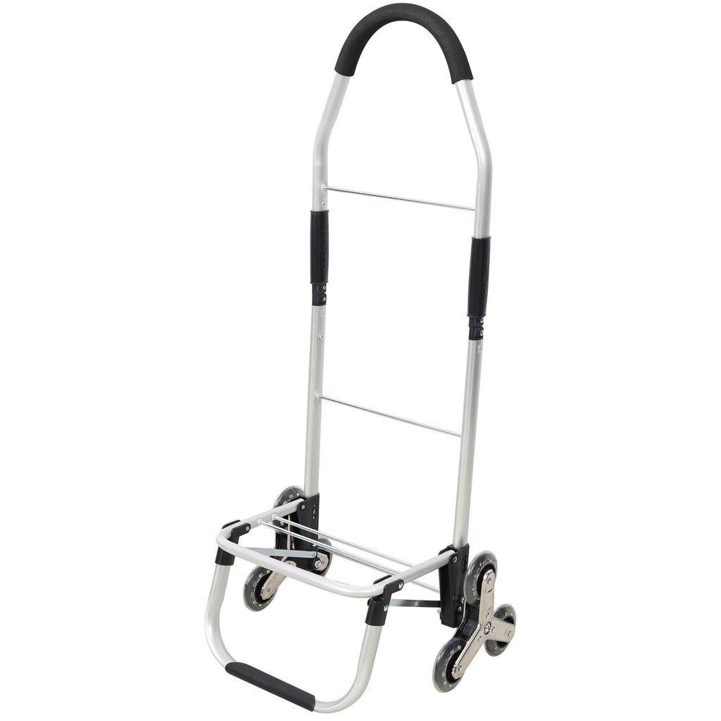 Foldable Shopping Stair Trolley with Triangular Wheels and Removable Waterproof Bag - Black