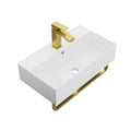 Wall Mounted Rectangular Bathroom Sink with Towel Bar - Black or Gold