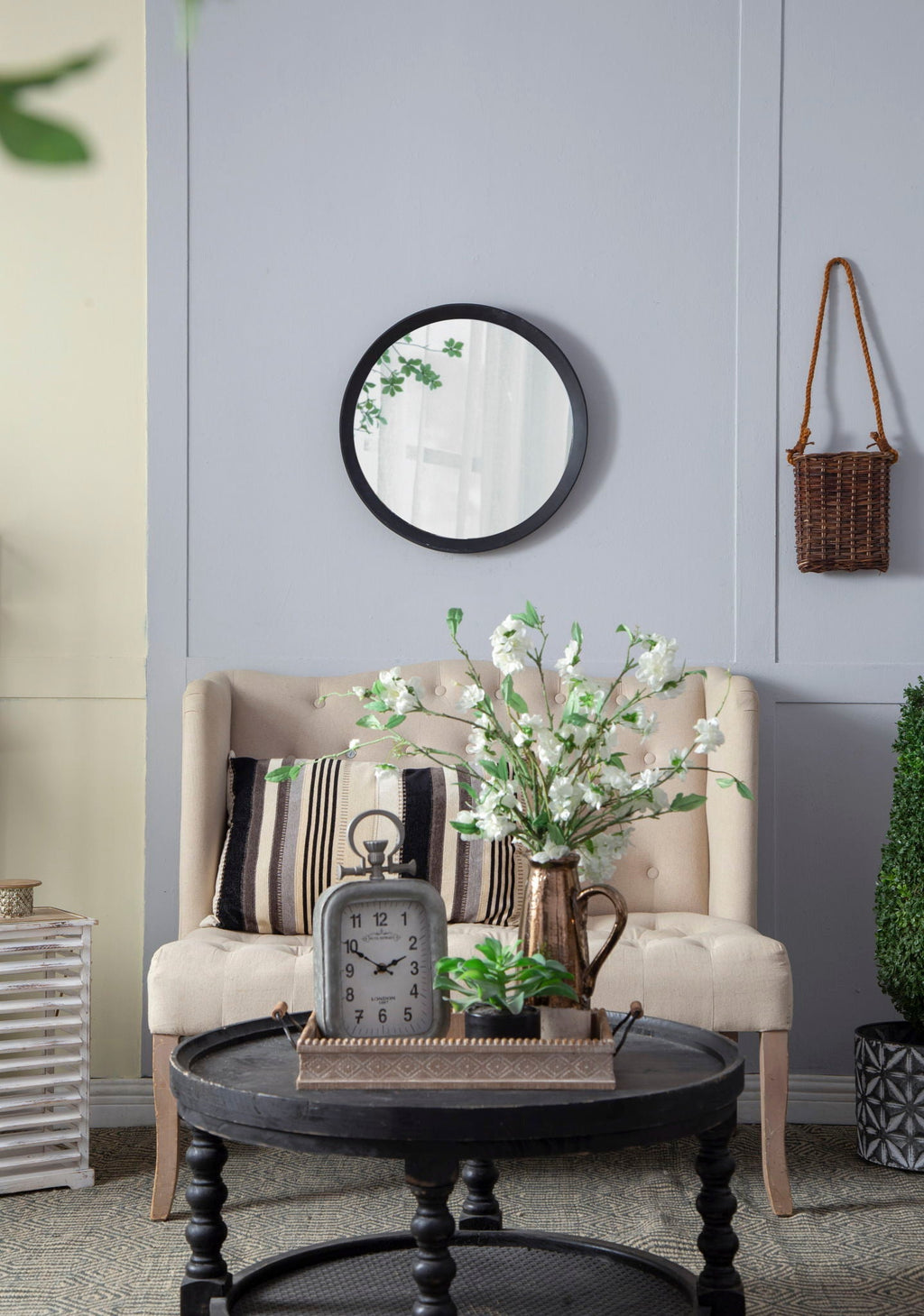 Transitional Mango Wood Wall Mirror with Frame - Multiple Colors