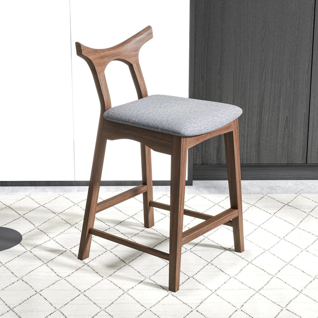 Upholstered Square Bar Chair Set with Solid Wood Frame - Dark Gray or Black