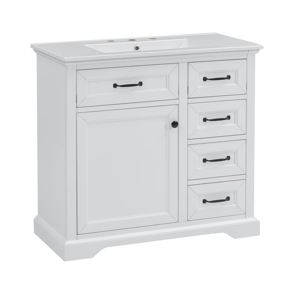36" Bathroom Vanity with Sink and Soft Close Hinges - Dark Gray or White