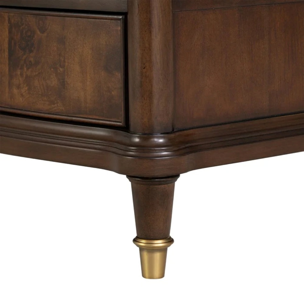 Traditional Style Nightstand with Power Outlet - Dark Cherry