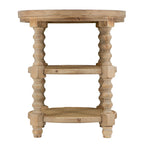 Round 3 Tiered Side Table with Multi-Tier Storage - Light Brown or Black