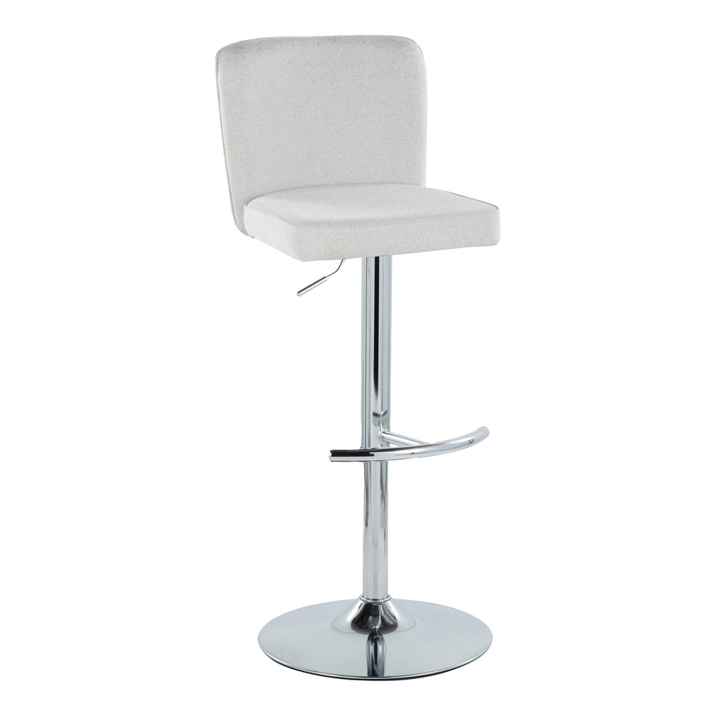 Contemporary Adjustable Barstool Set with Swivel & T Footrest - Black, White, Beige