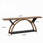 Console Table with 2-Tier Storage and Half Moon Frame - Brown / Black