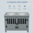 PawHut Large Elevated Dog Bowls with Storage Cabinet