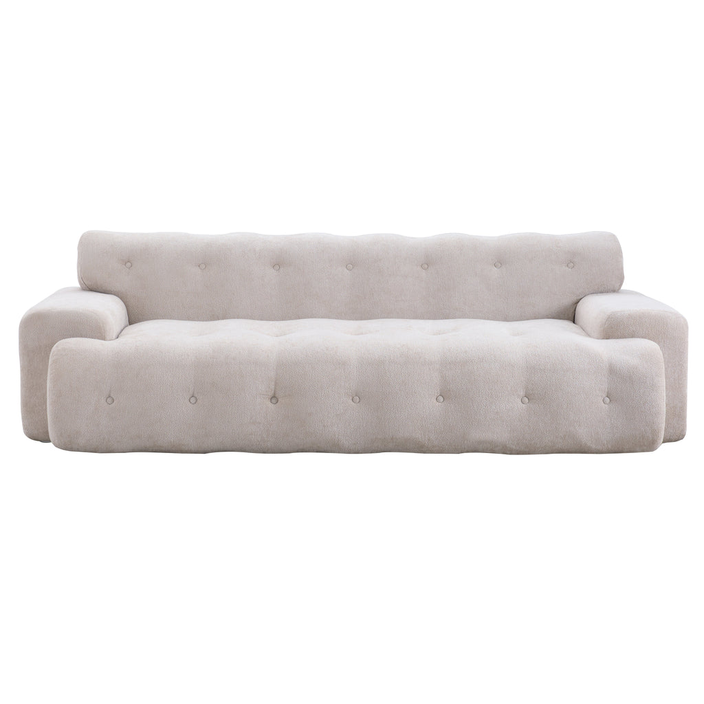 88 in. Cloud 3 Seater Chenille Sofa with Button Tufted Upholstery - Neutral