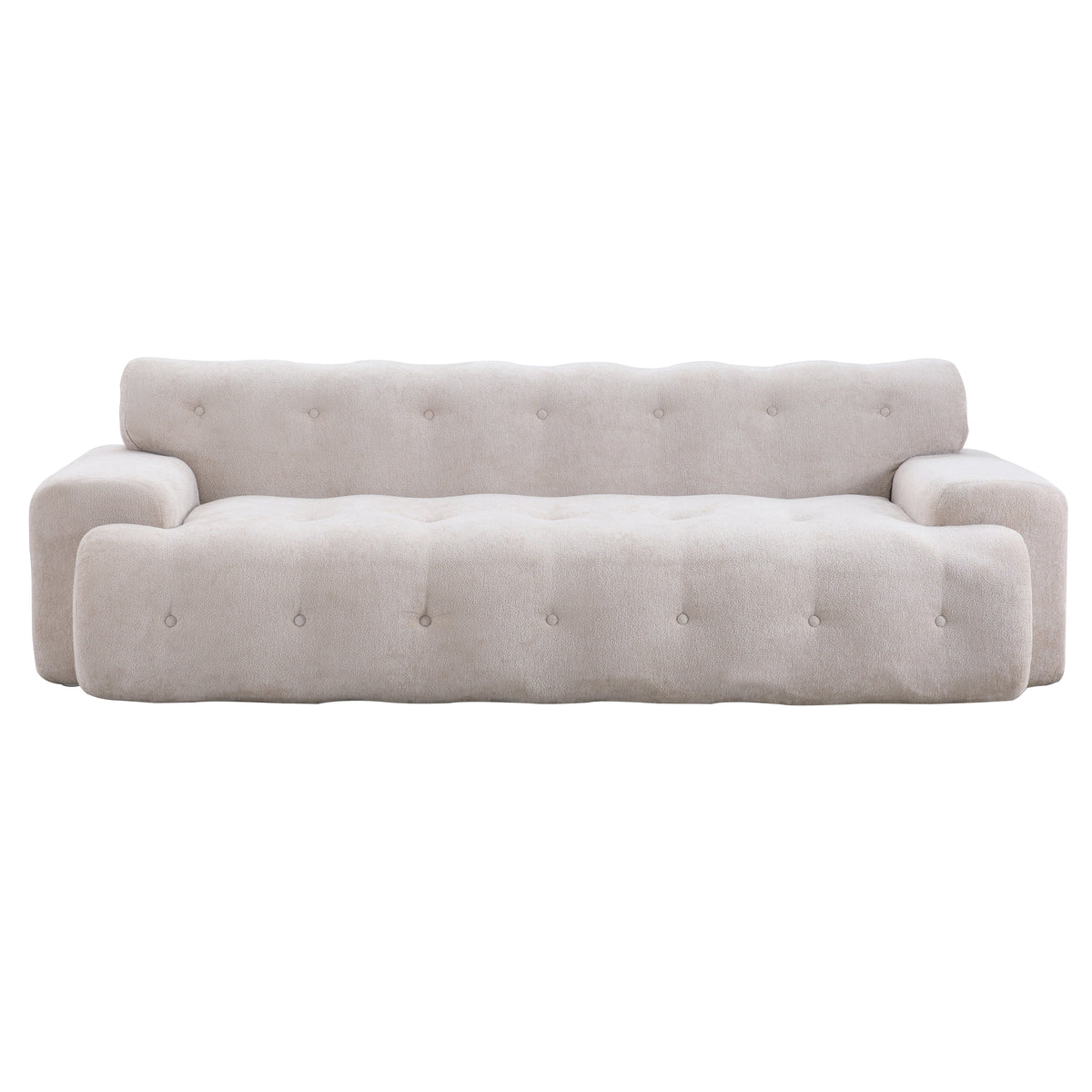 88 in. Cloud 3 Seater Chenille Sofa with Button Tufted Upholstery - Neutral