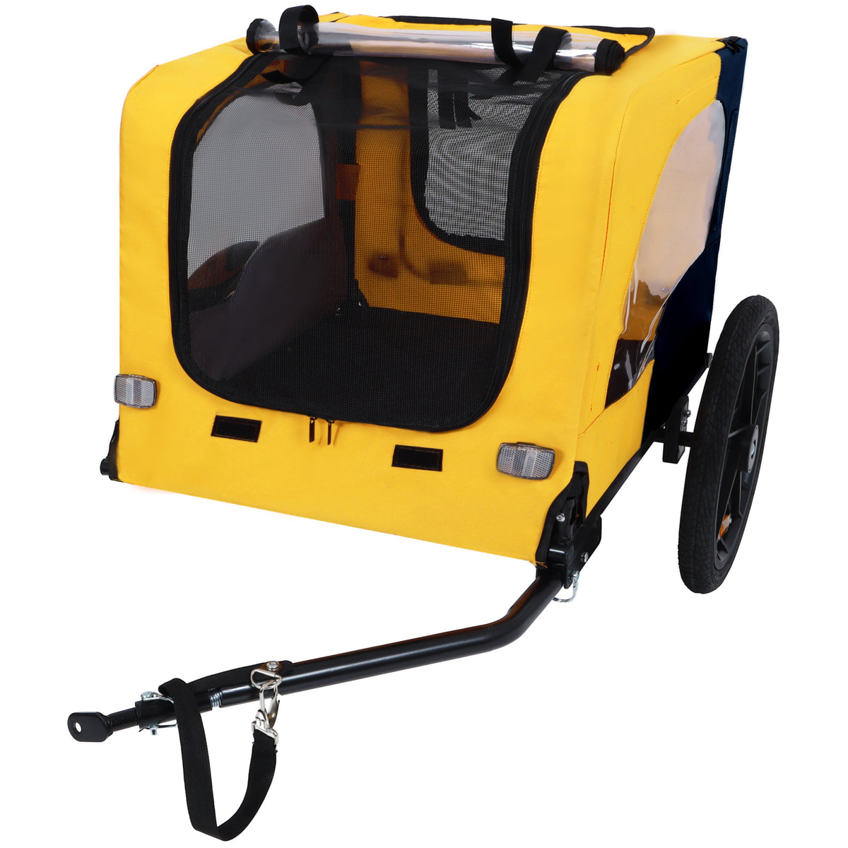 Pet Bike Trailer with Steel Frame and Foldable Design - Red