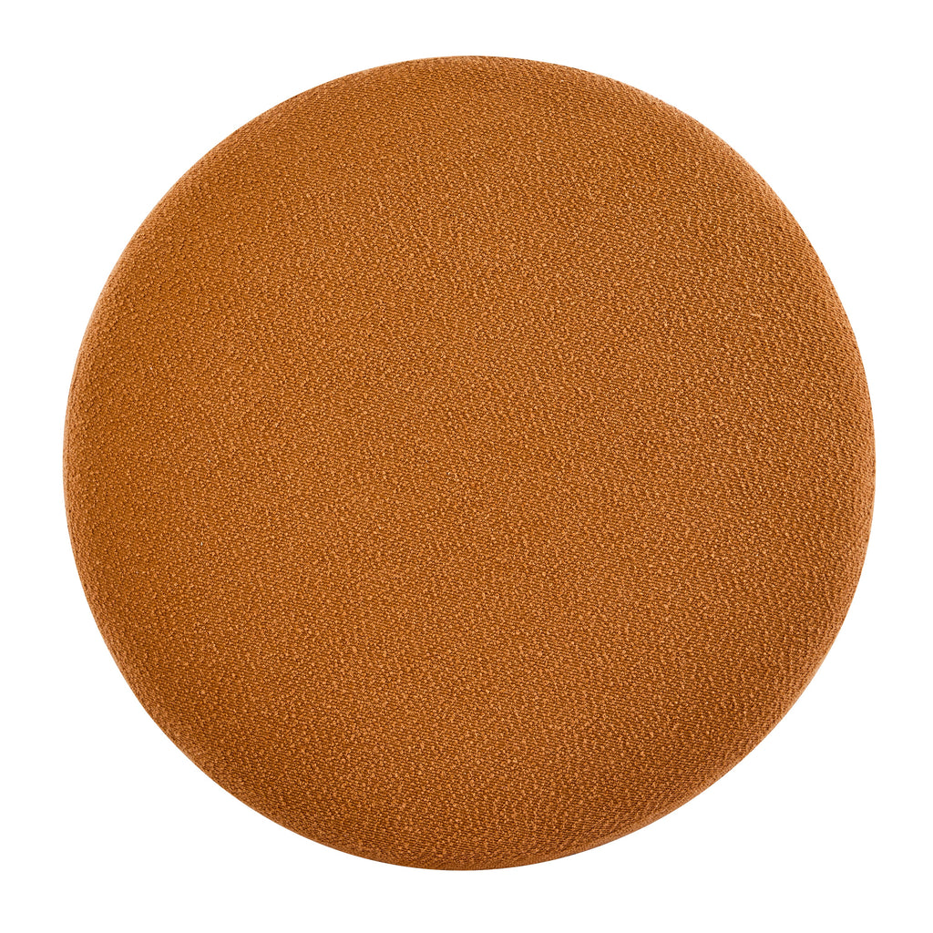 Boucle Round Ottoman with Splayed Rubber Wood Legs - Pumpkin