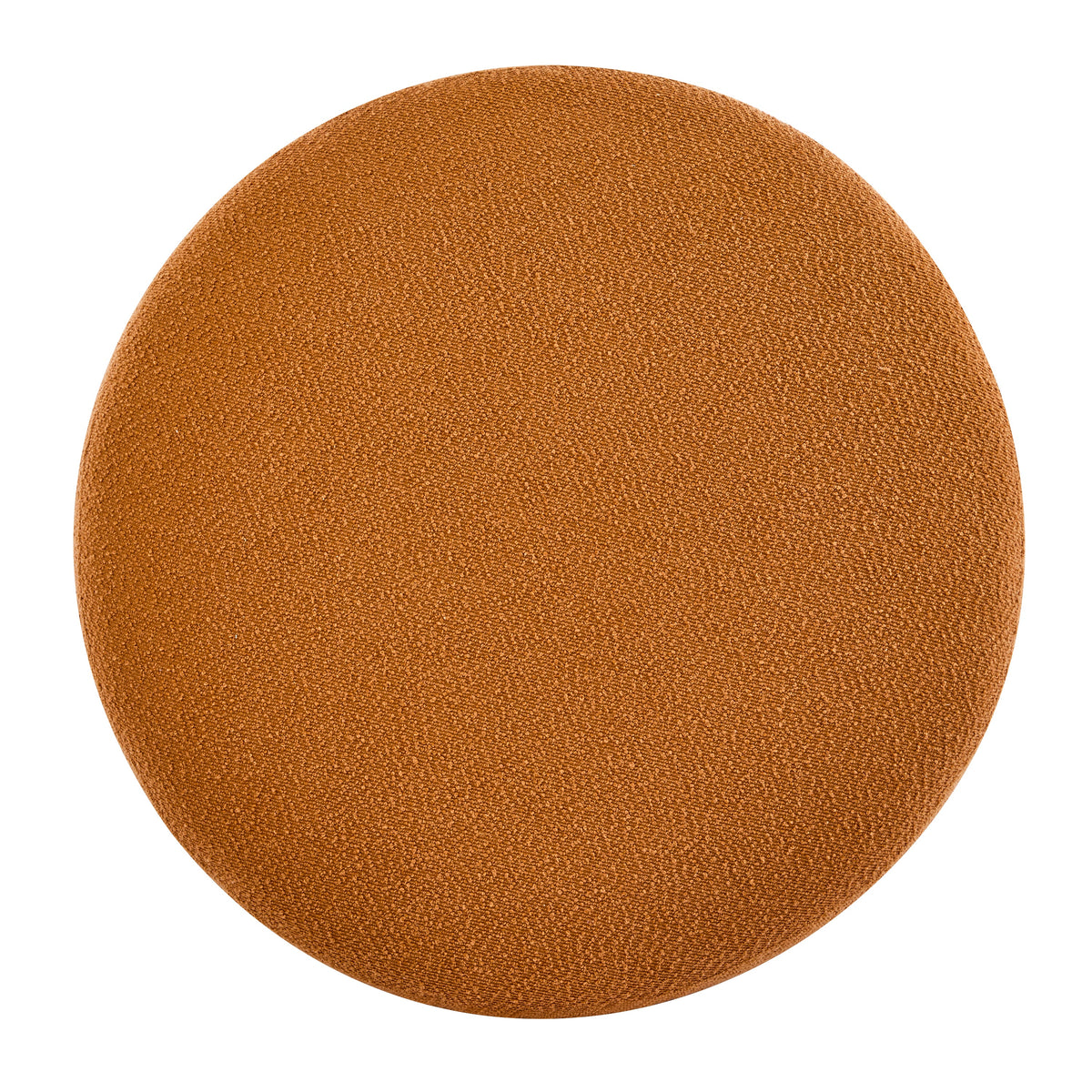 Boucle Round Ottoman with Splayed Rubber Wood Legs - Pumpkin