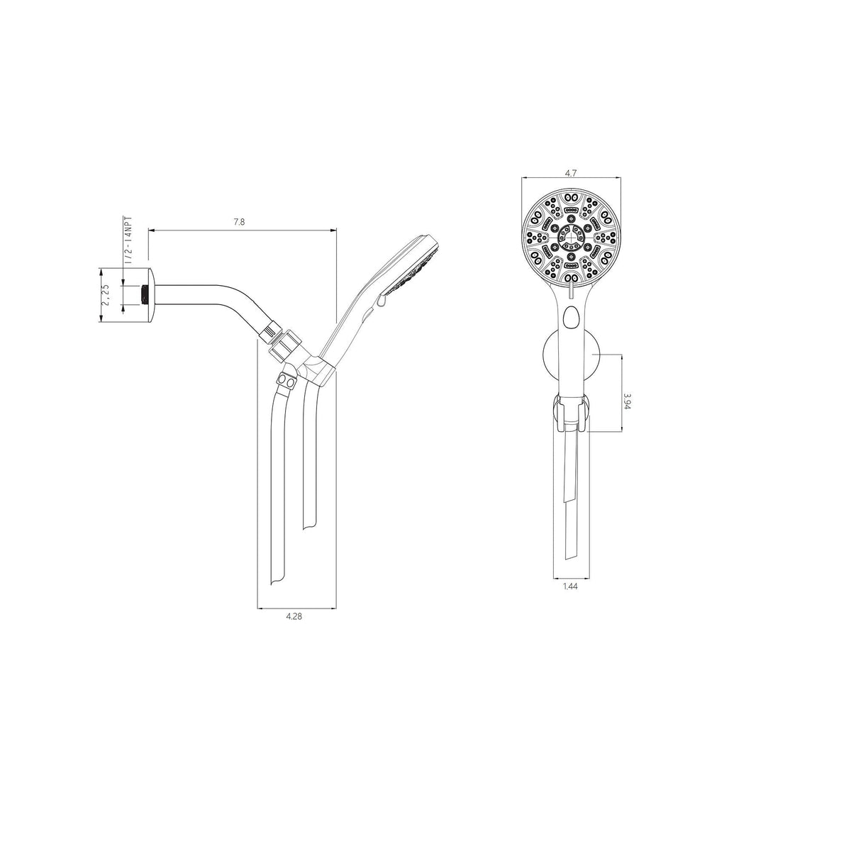 Multi Function Adjustable Hand Shower with 8 Settings - Brushed Nickel