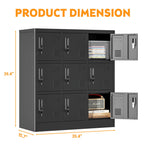 9 Door Employee Storage Locker with Card Slot - Black