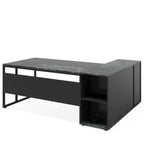 L-Shaped Executive Desk with Cabinet Storage - Dark Gray or Black