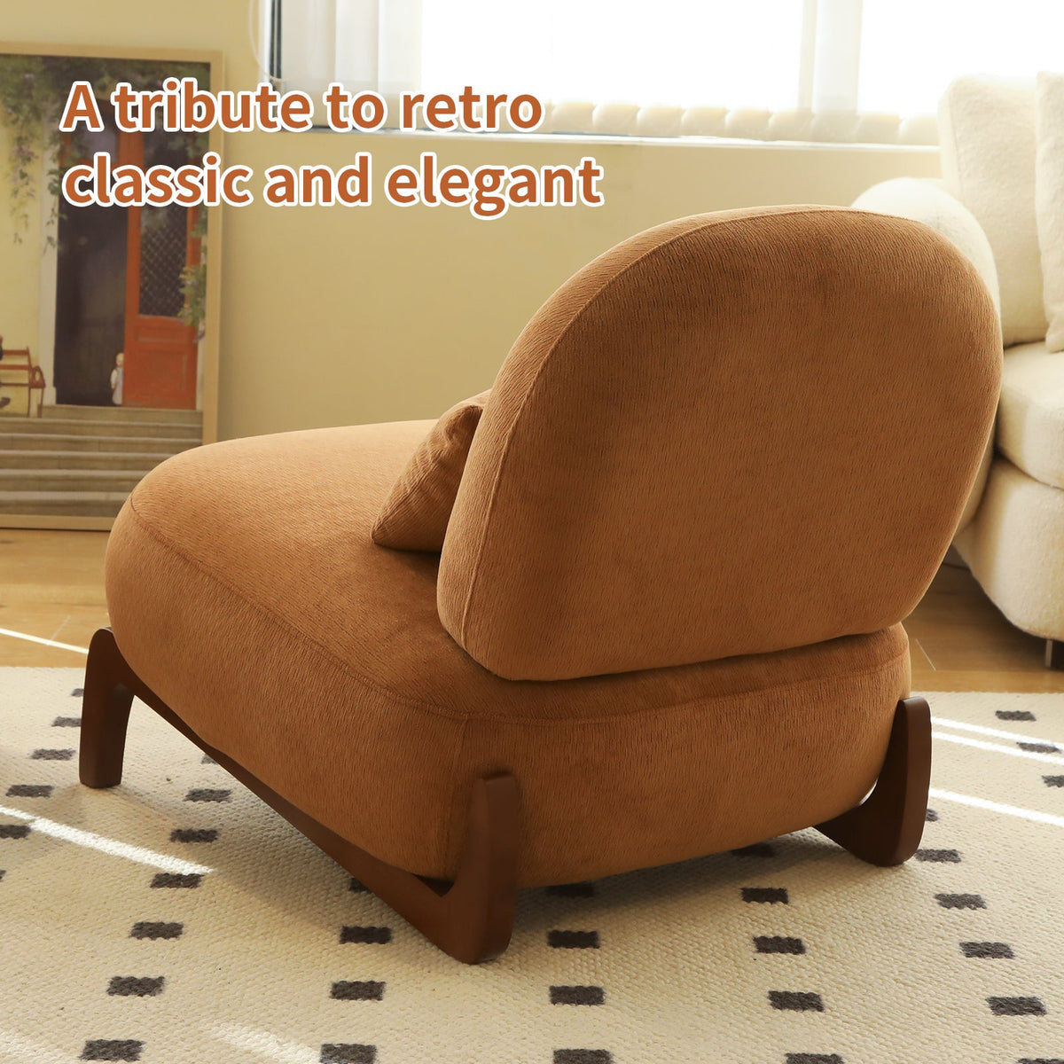 Cute Accent Chair with Solid Wood Legs - Fabric