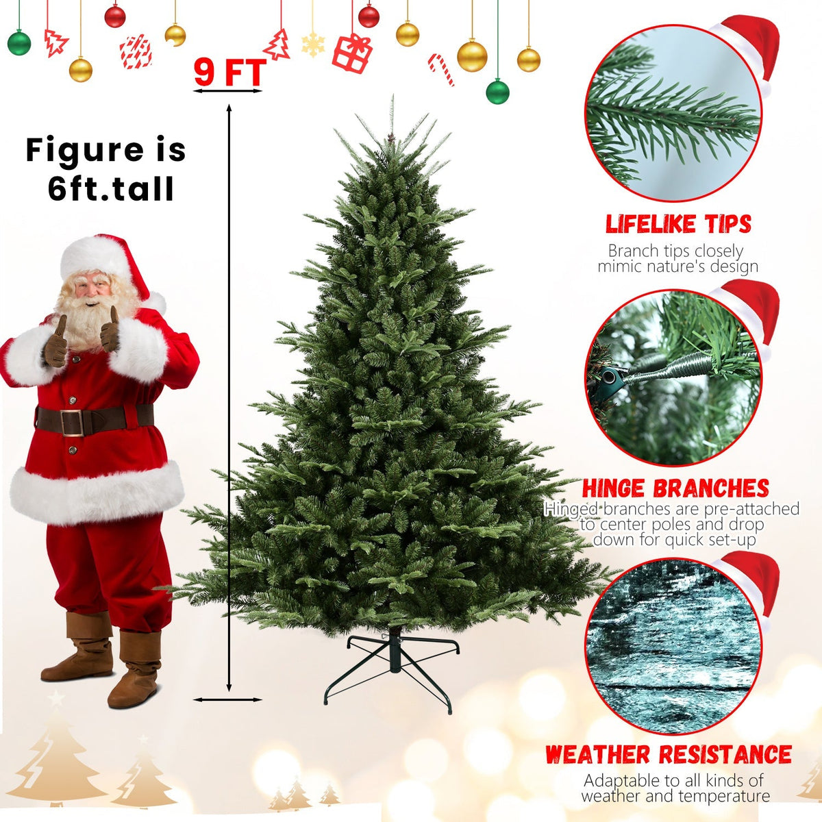 Full-Shaped 6 Ft Christmas Tree with 1673 PE/PVC Tips - Green