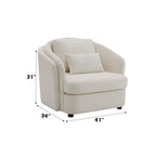 Beige Linen Arm Chair with Toss Pillow - Mariko Collection