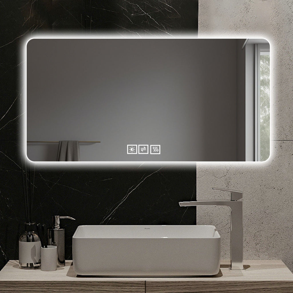 LED Bathroom Mirror with 3 Color Dimmable Backlight - Pearl Silver