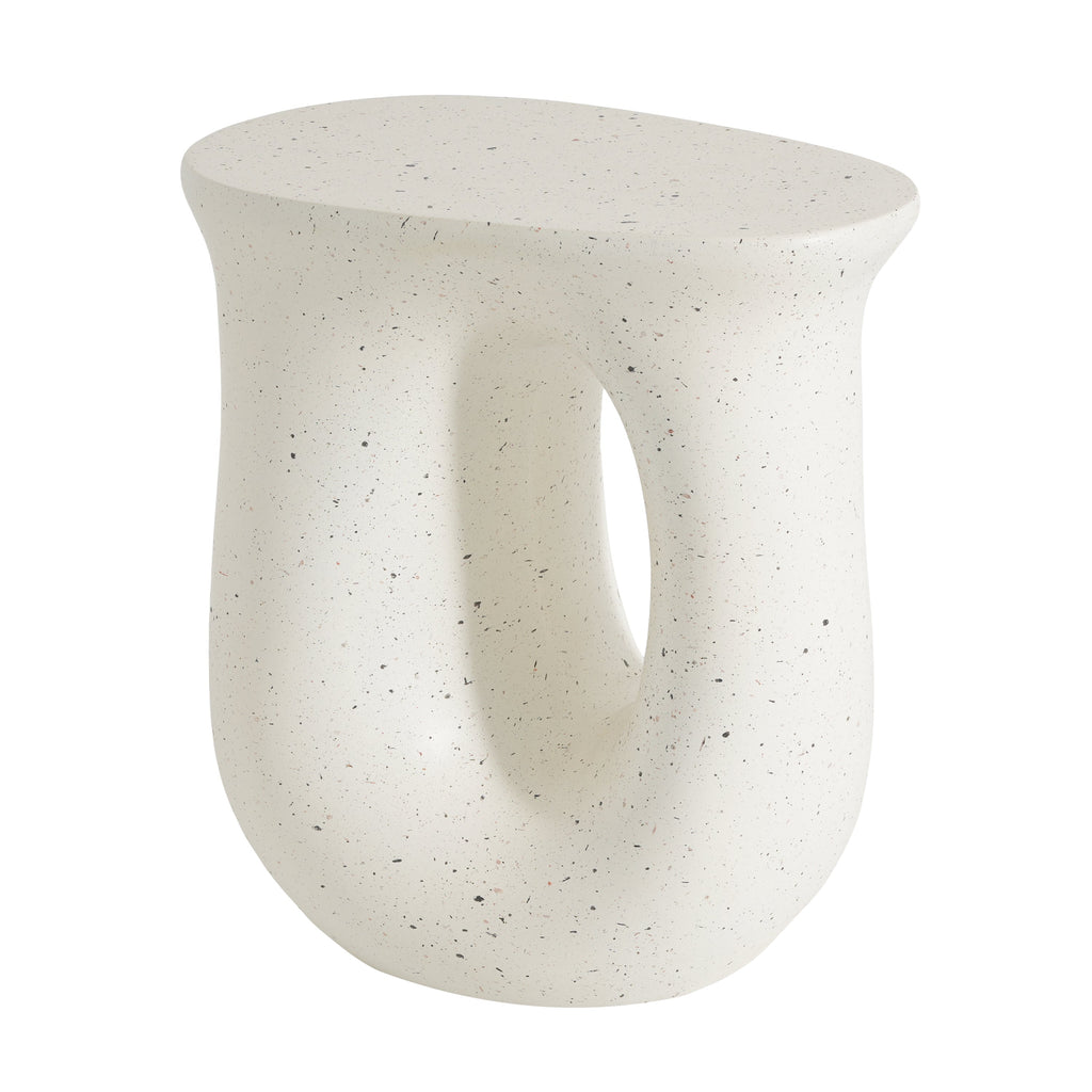 Outdoor MGO Side Table with Travertine-Look Finish – White or Light Grey