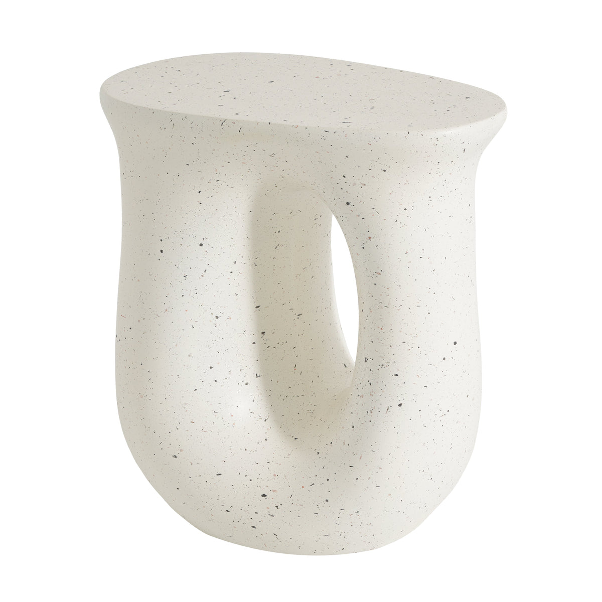 Outdoor MGO Side Table with Travertine-Look Finish – White or Light Grey