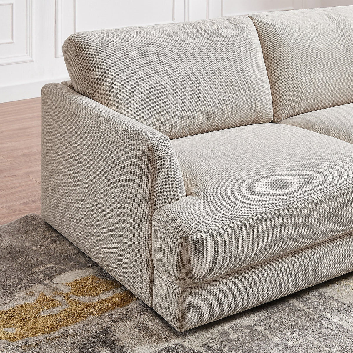 Comfortable Cozy Sectional Sofa with Solid Wood Frame - Pearl Silver or Dark Gray