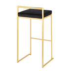 Contemporary Stackable Barstool Set with Upholstered Seat - Multiple Colors