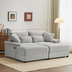 Double Chaise Lounge Set with Reversible Ottoman