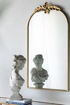Gold Arched Wall Mirror with Metal Frame - Decorative Accent