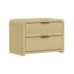 Modern Minimalist Solid Wood Nightstand with Two Drawers - Light Brown or Black