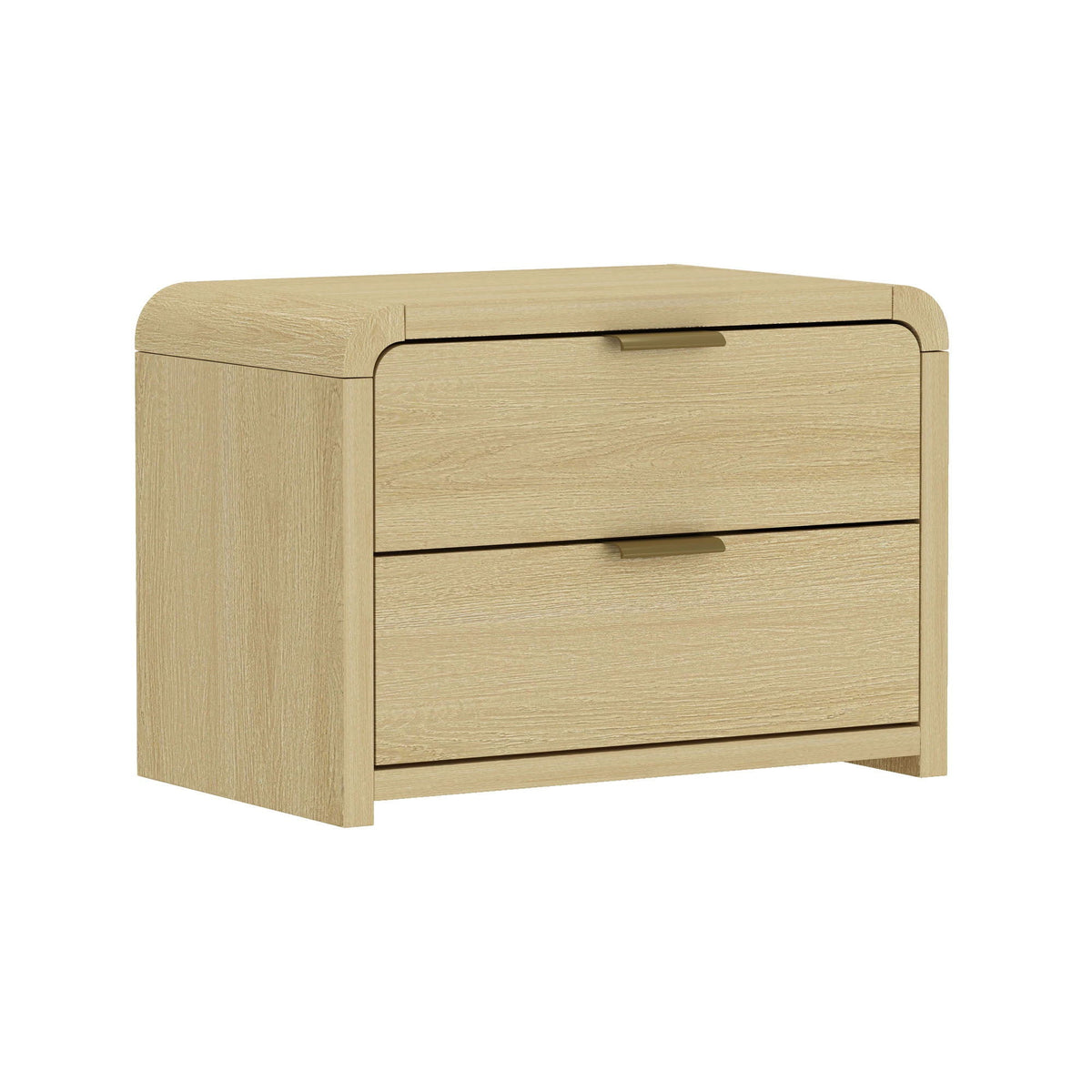 Modern Minimalist Solid Wood Nightstand with Two Drawers - Light Brown or Black