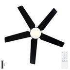 48" Black Ceiling Fan with Dimmable LED Light and Remote Control - Reversible Motor