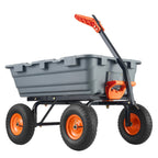 Dump Cart with Poly Body and Steel Frame - 1200 lbs Capacity, Black