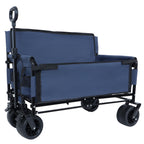 3-in-1 Convertible Folding Outdoor Wagon with Bench Seat - Dark Blue