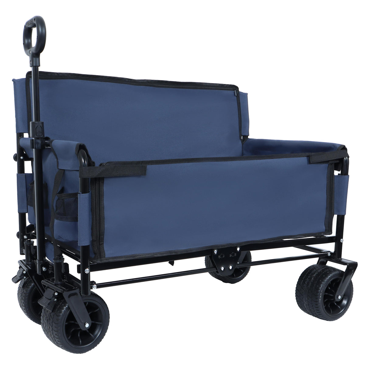 3-in-1 Convertible Folding Outdoor Wagon with Bench Seat - Dark Blue