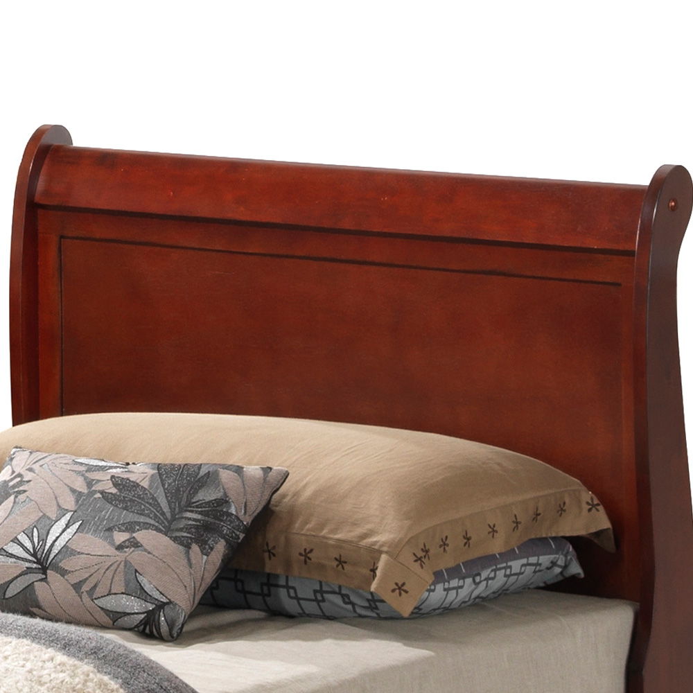 Sleigh Bed with Low Footboard - Real Wood Veneers, Multiple Colors
