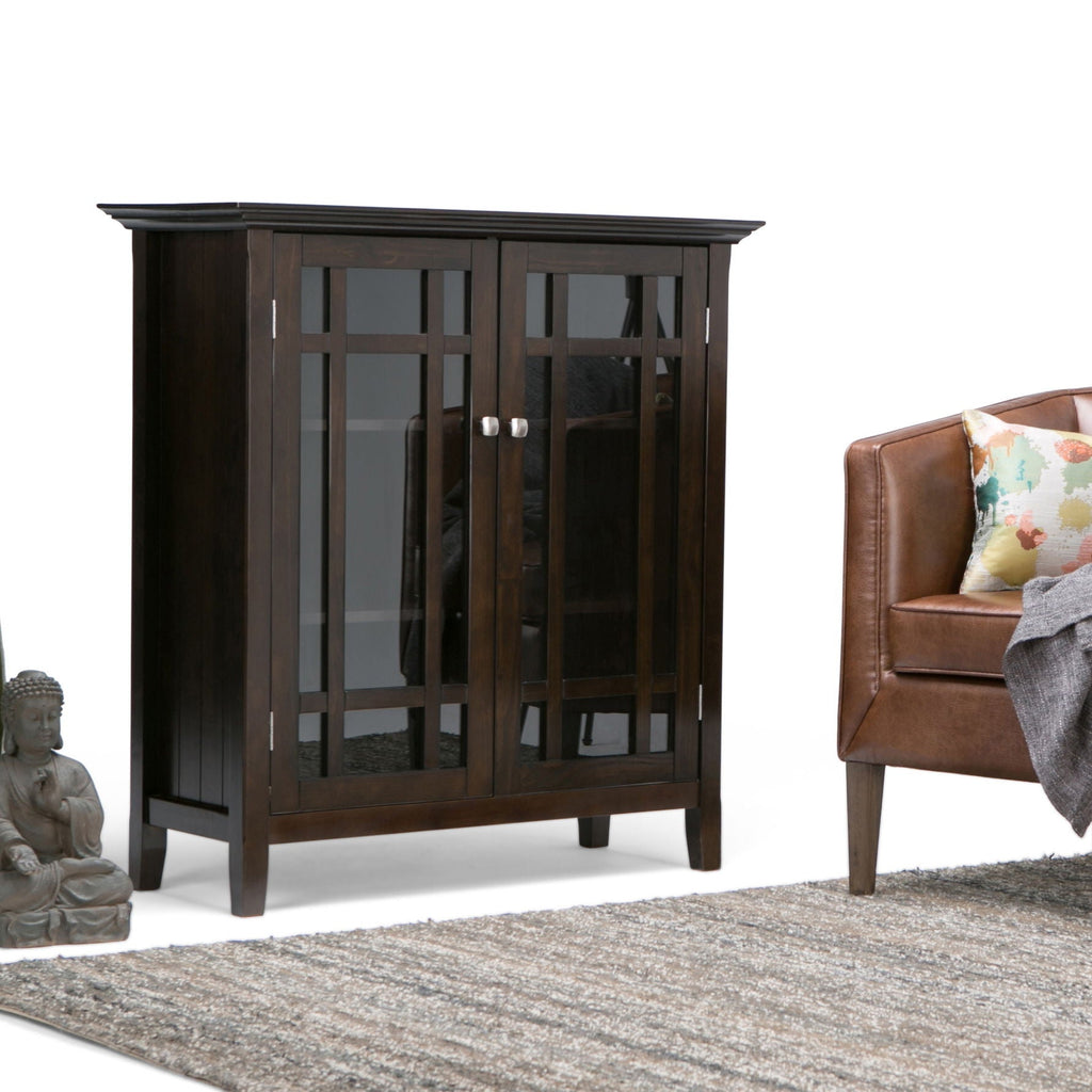 Storage Media Cabinet with Adjustable Shelves - Dark Brown, Light Brown, Dark Gray