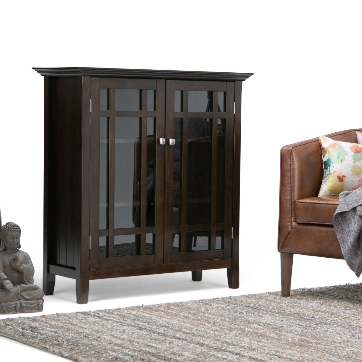 Storage Media Cabinet with Adjustable Shelves - Dark Brown, Light Brown, Dark Gray