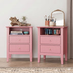 Fluted Nightstand with 2 Drawers and Soft-Close Slides - Multiple Colors