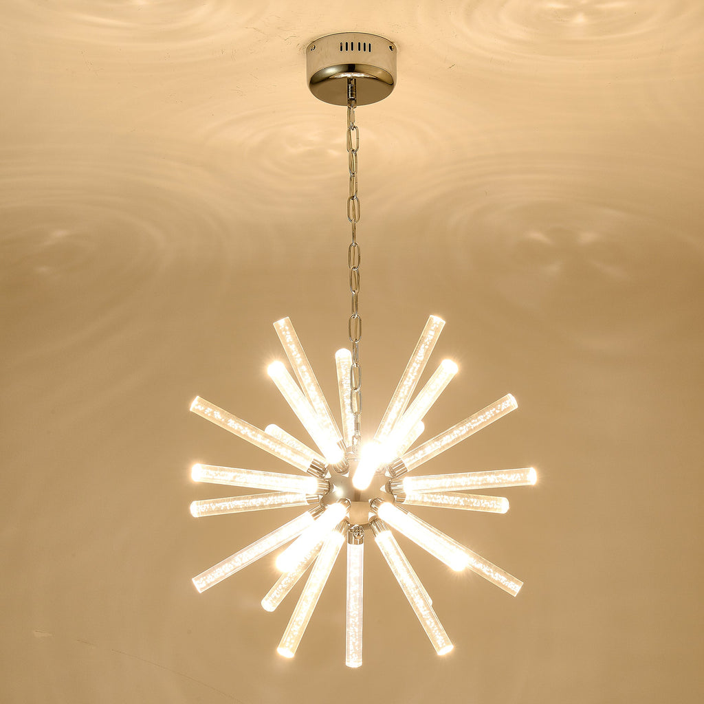 24-Light Bubble Pillar Chandelier with Adjustable Pendant Lighting - Metal