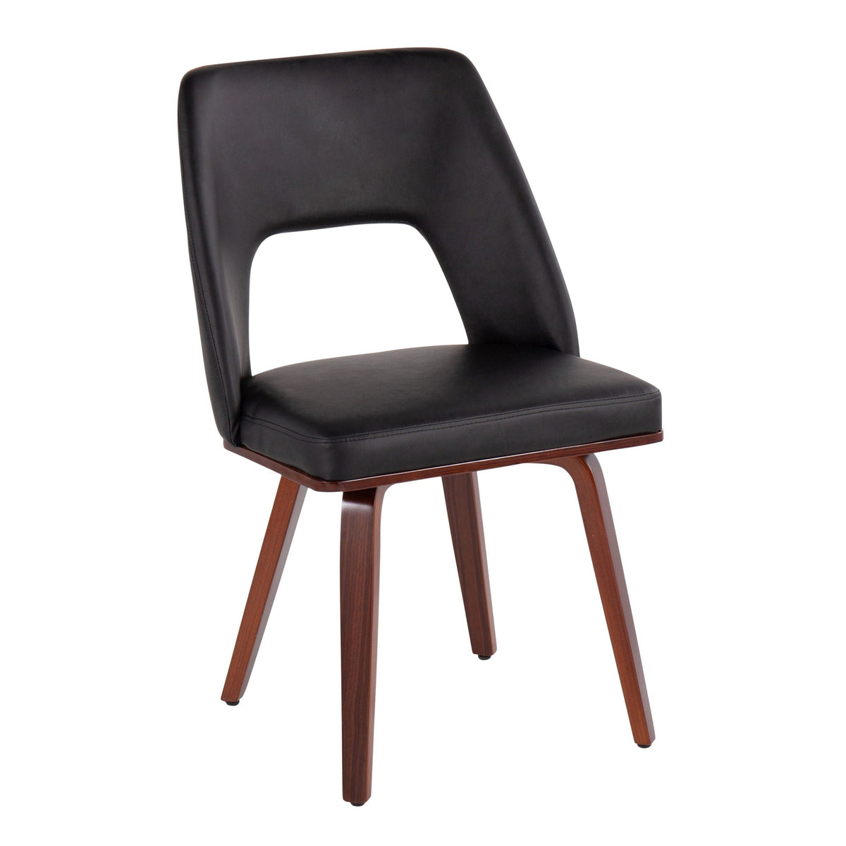 Mid-Century Modern Upholstered Chair Set with Walnut Finish - Black