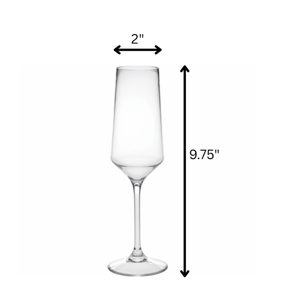 Unbreakable Plastic Champagne Flutes with BPA-Free Design - Clear